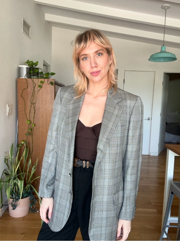 Vtg Italian Brionisuit Jacket Gray Plaid Men’s Or Oversized Blazer